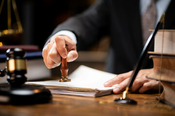 Approve seal of justice Completion of legal process and legal concept, justice and legal concept.