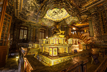 Fototapeta na wymiar Mausoleum of Emperor Khai Dinh, the twelfth Emperor of the Nguyen dynasty of Vietnam.