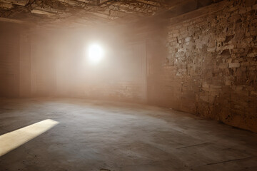 a dusty room with a window