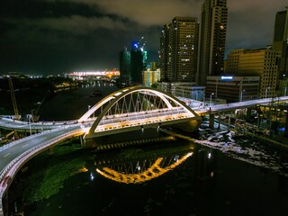 Hanging bridge in manila during nighttime