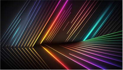 Dark Backgrounds - Decorated with neon lines of different colors in the wallpaper - Abstract