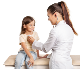 Young woman doctor with little girl
