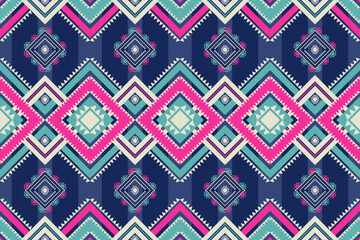 Ethnic geometric colorful pattern. Vector ethnic geometric square stripes shape seamless pattern. Colorful ethnic pattern use for fabric, textile, home decoration elements, upholstery, wrapping.