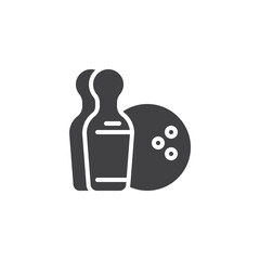 Bowling pins and ball vector icon