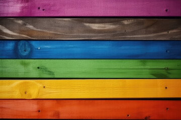 Rainbow wooden planks background. Colorful wooden texture. Rainbow wood texture. Wood plank background
