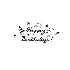 Happy Birthday. Beautiful greeting card poster with calligraphy black text.