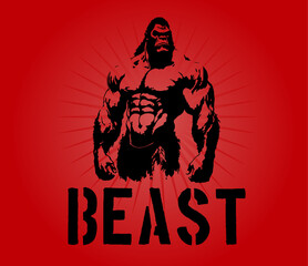 Gorilla Beast Bodybuilding Logo MMA Fighter Vector