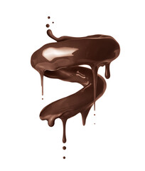 Chocolate candy in a twisted shape on a white background