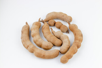 Tamarind isolated on white background. Sweet tamarind.