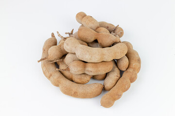 Tamarind on white background, Tamarindus indica