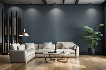 Mockup living room interior with blank wall.