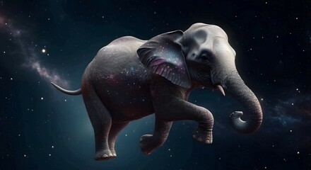 flying elephant in the night sky, ai generated. 