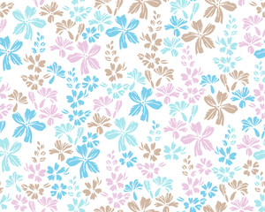 Fototapeta na wymiar Traditional millefleurs flowers - a pattern of flowers and leaves used in tapestry, on porcelain