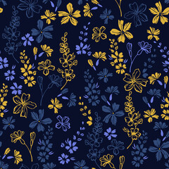 Naklejka na ściany i meble Traditional millefleurs flowers - a pattern of flowers and leaves used in tapestry, on porcelain, or in other decorative items.
