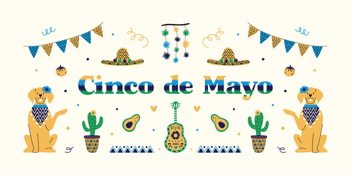 Traditional Mexican fiesta vector illustrations.