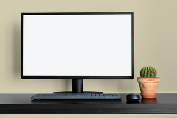 Fototapeta premium Cozy Home Office Workspace – Minimal Desktop Mockup with Keyboard and Mouse