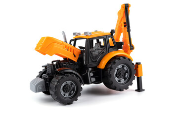 Obraz na płótnie Canvas Tractor. Excavator. Grader. Children's toy. Tractor Isolated on white background