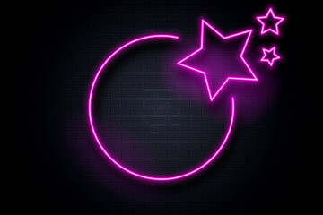 Vector neon illustration. Neon star. Pink , neon signboard