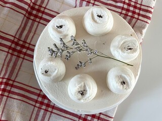 Lavender flower decoration on top of an Earl Grey chiffon cake