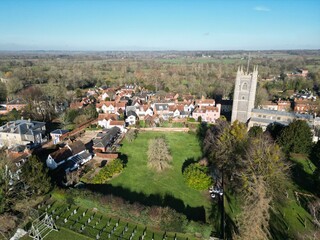 Dedham Village in Essex UK Drone, Aerial, view from air, birds eye view,