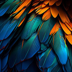 Fototapeta premium Blue Teal Orange feather Canvas