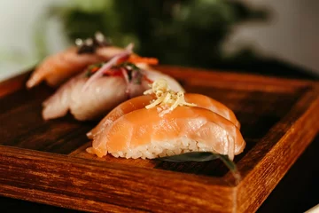 Fototapeten the sushi set is prepared for people to eat in their restaurant © Jonathan Borba/Wirestock Creators