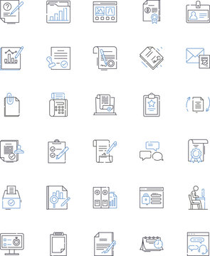 Composing line icons collection. Melodic, Harmony, Chord, Arrangement, Rhythm, Sonata, Symphony vector and linear illustration. Improvisation,Notation,Tempo outline signs set