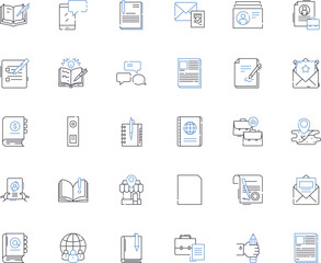 Digital creation line icons collection. Design, Illustration, Graphic, Animation, Rendering, Modeling, Sculpting vector and linear illustration. Compositing,Typography,Doodles outline signs set