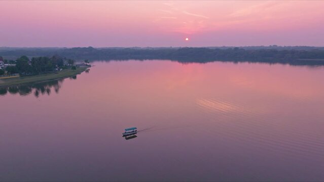 Sunset Image of the Catazaja's lake over the summer