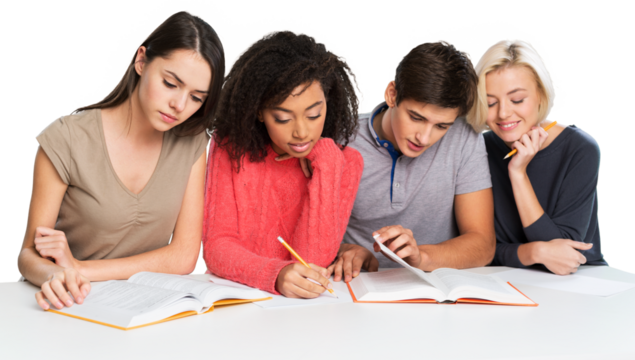 mutiracial students studying