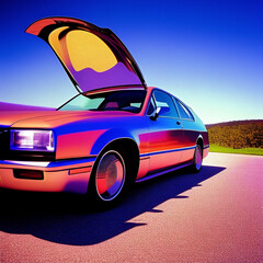 Obraz na płótnie Canvas 80's sport car, in the sunlight