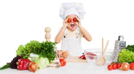 Chef Girl Cooking Isolated