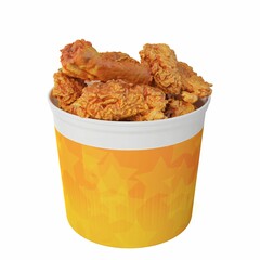 3d fried chicken bucket isolated on a white background.