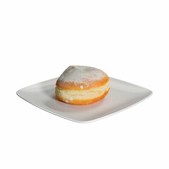 3d Czech kobliha on a plate isolated on a white background.