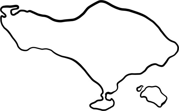 doodle freehand drawing of bali island map.