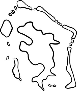 doodle freehand drawing of bora bora island map.