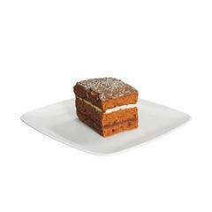 3d illustration of cake slices on a white plate isolated on a white background