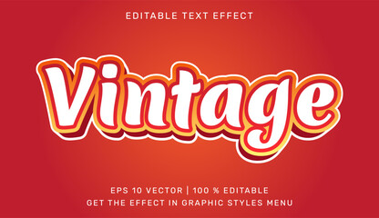 Vintage 3d editable text effect template