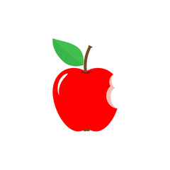 Red bitten apple over , vector