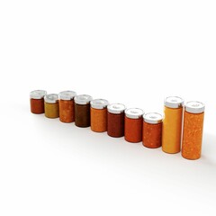 3d illustration of different spices isolated on a white background