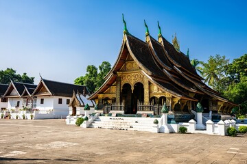 Scenic view of the beautiful architecture of Wat Xiengthong temple located in Luang Phrabang, Laos