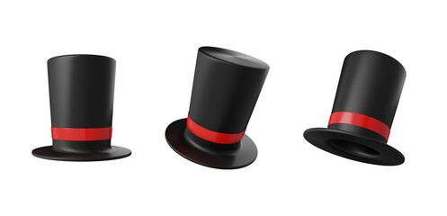 magic hat 3D set  on png back grouns for holiday and party 