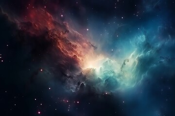 Space nebula and galaxy. Generative AI
