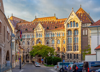 Fototapeta premium National Archives of Hungary building and streets of Buda hill, Budapest, Hungary