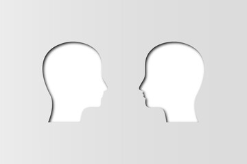 abstract head icon background facing each other on gray background. background vector