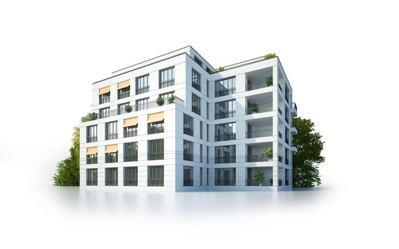 Modernes Mehrfamilienhaus freigestellt