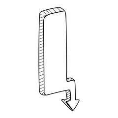 down arrow icon. 3D arrow sketchy design elements illustration