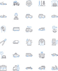 Logistic support line icons collection. Warehousing, Distribution, Transportation, Inventory, Supply chain, Freight, Shipping vector and linear illustration. Packaging,Procurement,Material handling