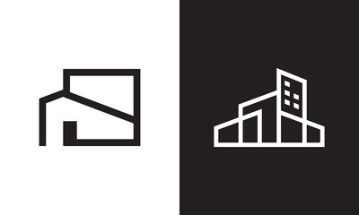 building tower logo design. modern creative linear style symbol vector