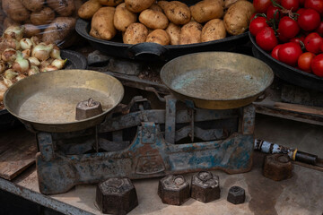 old scale on farmers food market